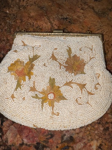 LOT OF 3 ANTIQUE BEADED floral HANDBAGS PURSE FLOWERS - Picture 5 of 12