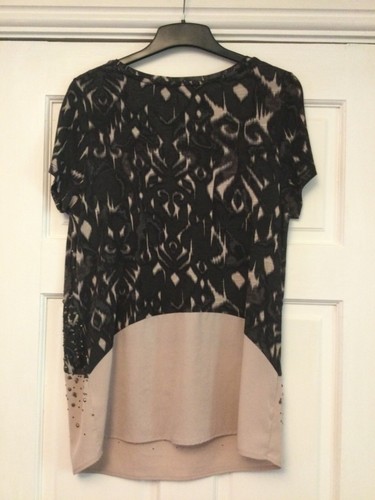 Ladies Next black/beige sequin top 14 petite good condition - Picture 4 of 5