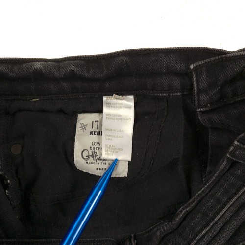 Baldwin Selvedge niedrige Boyfriend Jeans Damen 27 Distressed schwarz Denim USA - Bild 11 von 12