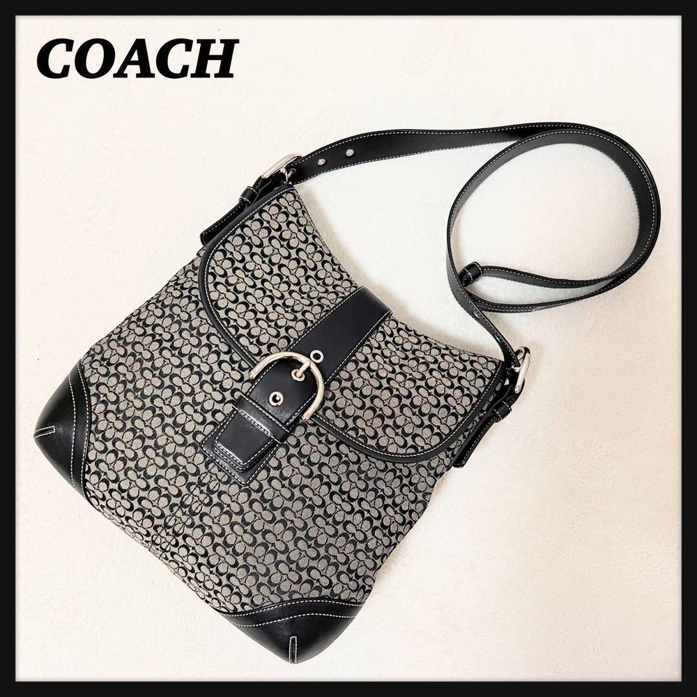 Coach Shoulder Bag Signature Canvas Black Authentic G1007526