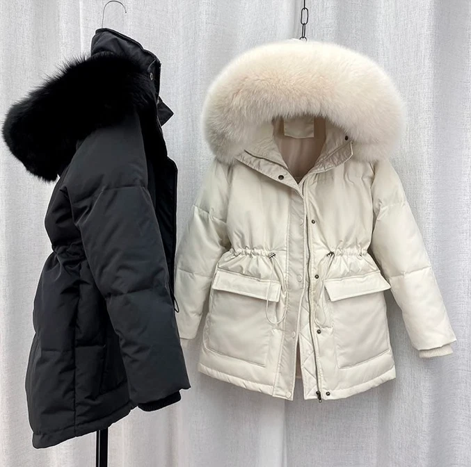 doudoune capuche fourrure manteau beige noir veste parka femme