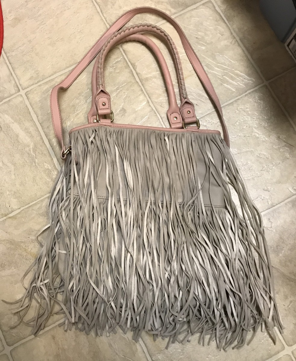 Leather Purse Steve Madden Fringe Handbags Steve Madden Pink Gray