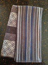 100 Cotton Kitchen Towels Gray Multi Set of 2
