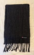 Dark Gray Charcoal 70  x 12" 100 Cashmere Scarf Wrap England Classic Vintage