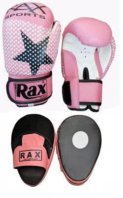 R A X Rosa Damen Fokus Pads & Boxhandschuhe Set Haken & Jabs Handschuhe Damen MMA Fight RAX