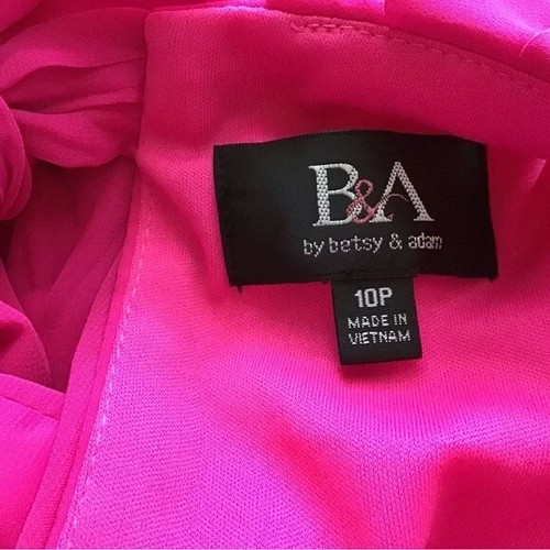 Betsy & Adam Women Dress Size 10P Petite Pink Halter Ruffle Front Chiffon Gown - Picture 7 of 9