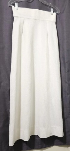 VINTAGE Women Y2K HANDMADE Long A Line Skirt Small Medium Ivory Stiff High Waist - Picture 8 of 12