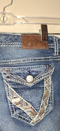Ariya Girls Jeans Size 5/6 Low Cut Waist, Bell Botton Flare - Picture 8 of 11