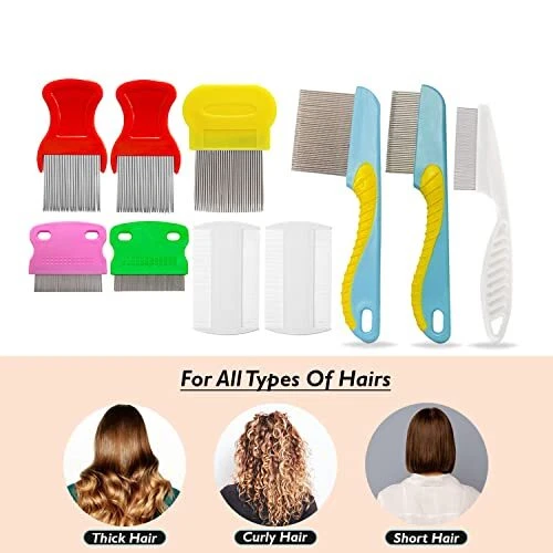 10件装不锈钢牙齿毛发梳宠物儿童和成人 — 第 3/4 张图片