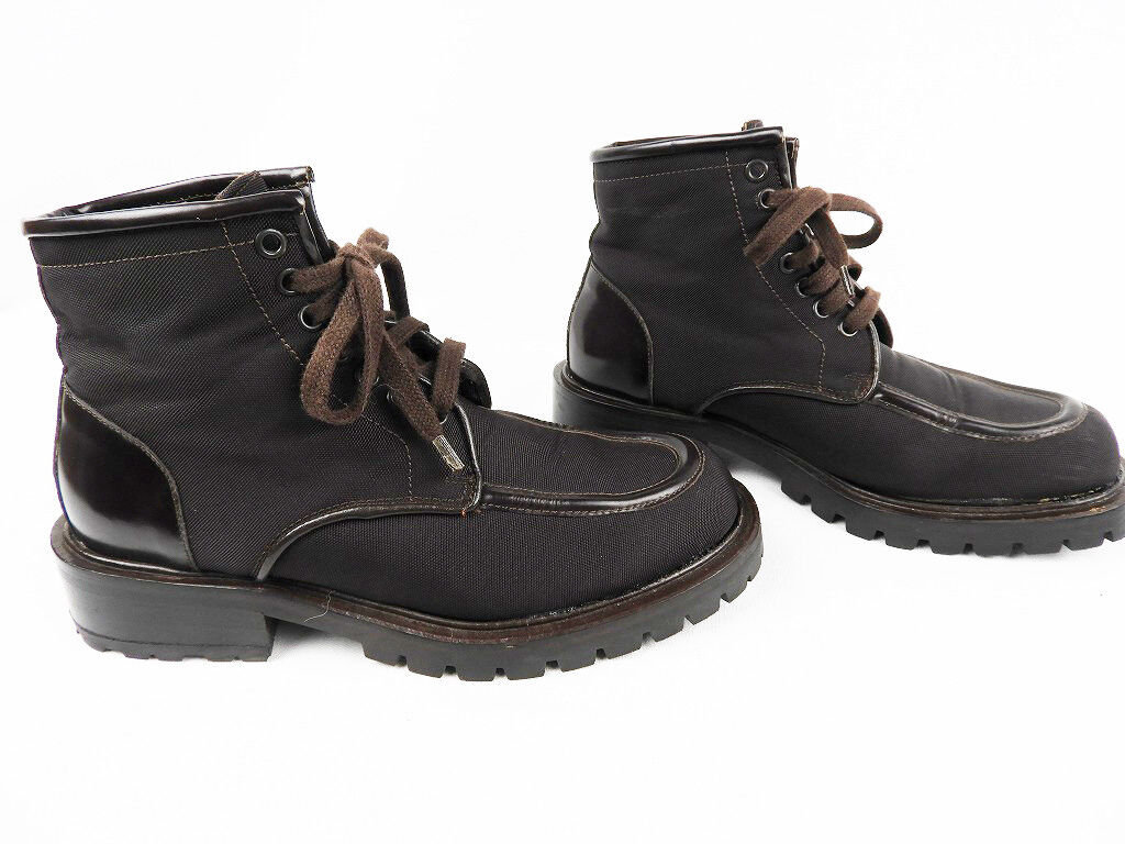 GUCCI 高帮帆布皮革靴管道棕色，尺寸： 美国4 | eBay