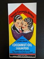 Rare 1936 Sweet Georgia Brown Cocoanut Oil Shampoo Label Valmor Black Americana