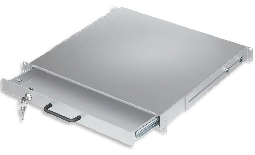Cassetto Porta Tastiera 1U per Armadi Rack 19'' con Serratura Grigio