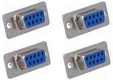 DB9F 9-Pin Female Sub-D Connector, Chassis/Panel Mount, Pack of 4