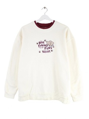 Vintage Damen 00s Dogs Sweater Beige XL