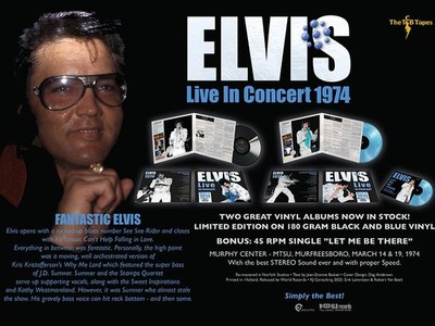 Elvis Presley 2x (1x black & 1x blue) Vinyl LP ''Live In Concert - 1974'' + Single