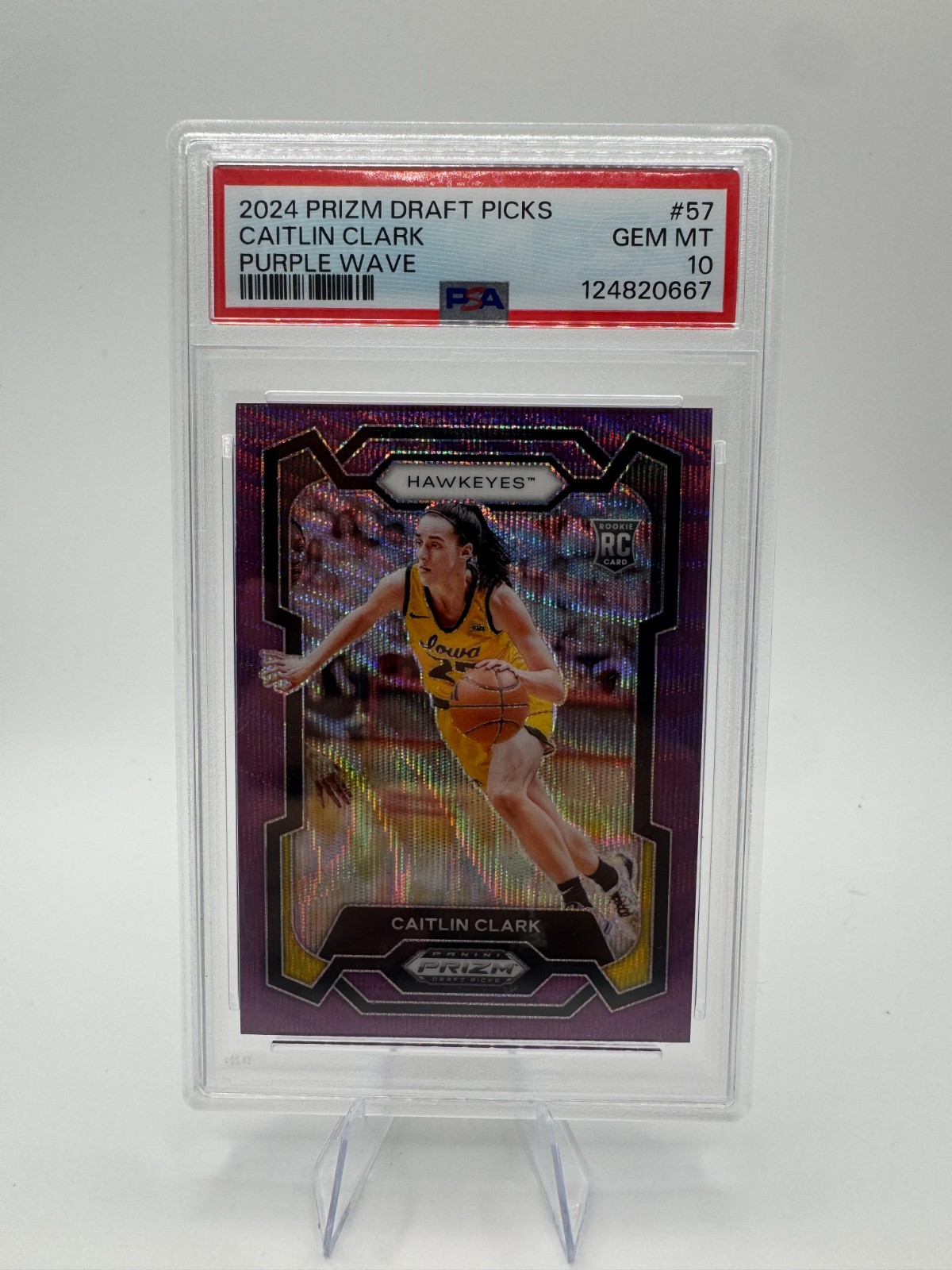 2024 Panini Prizm Draft Picks - Caitlin Clark #57 Purple Wave Prizm (RC) PSA 10!