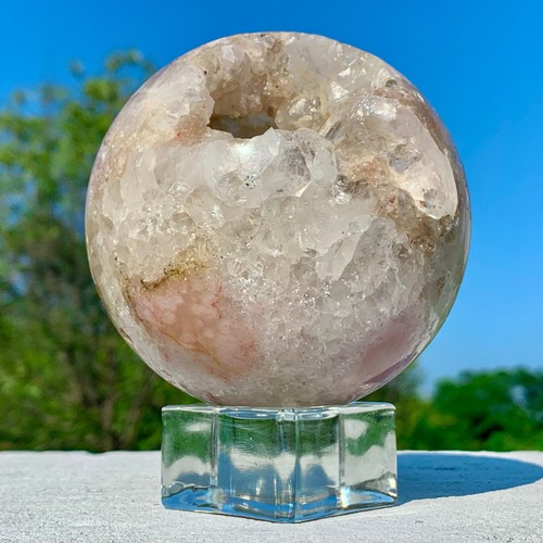 Sfera di quarzo agata fiori di ciliegio naturale 1,67 libbre sfera di energia cristallo - Foto 9 di 24