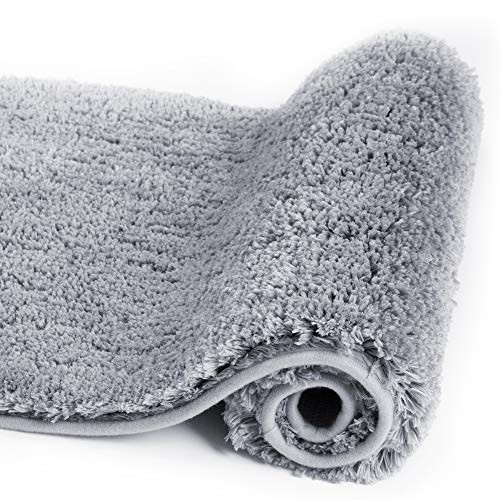 Bathroom Rug, Non Slip Bath Mat (16 x 24) Water Absorbent Soft 16" x 24" Grey