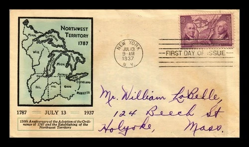 US COVER NORTHWEST TERRITORY ORDINANCE FDC SCOTT 795 LINPRINT CACHET