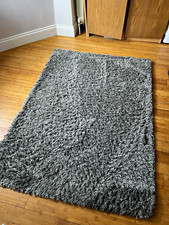 Hudson Silver High Pile Shaggy Rug 120 x 170cm Rectangle Polypropylene