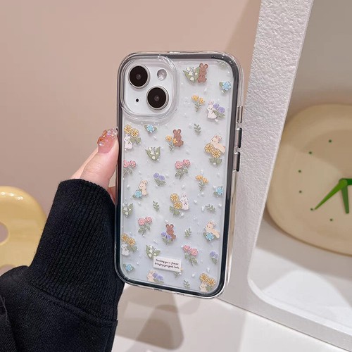 For iPhone 16 Pro Max 15 14 13 12 11 Phone Cover Floral Rabbit Fashion Case New - Picture 4 of 6