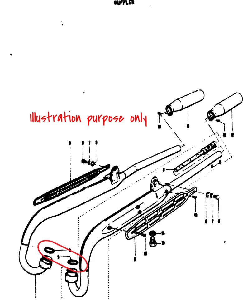 排气歧管垫片套装铃木 T125 Stinger 1971 (2 件) # 14181-18C00 — 第 2/2 张图片