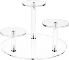 Clear Acrylic Round 8" Base Riser with 3 Round 3" Display Pedestals 5" High