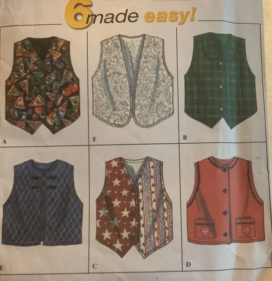 Sewing Pattern #7357 Child’s And Girls Set Of Vest Size 3-6 - Image 2 of 3