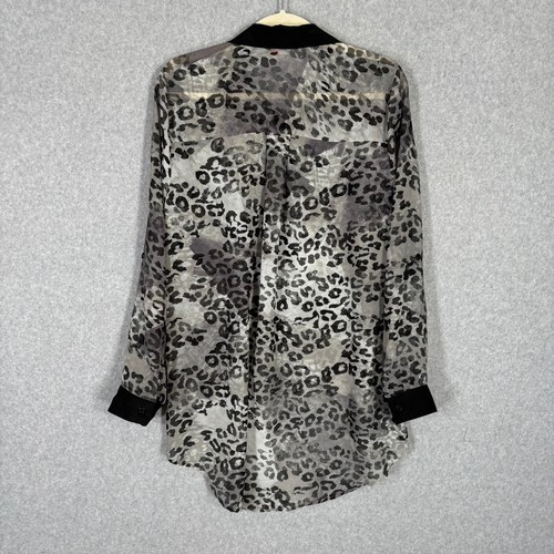 Bongo Shirt Womens XL Animal Leopard Tunic Sheer Blouse High Low Witchy Flowy - Picture 11 of 14