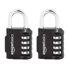 Amazon Basics 4-Digit Combination Lock, Black, 2-Pack Black 