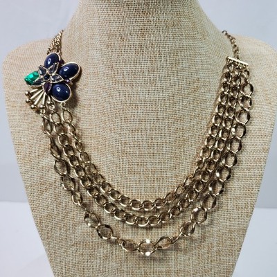 Robert Rose Butterfly Multi Chain Statement Necklace 21 Inch