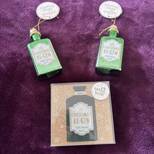 X2 Xmas Gin Tree Ornaments & Set Of 4 Coasters Sass & Belle New