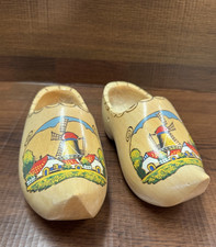Wooden Dutch Clogs Shoes Hand Carved Painted Windmill Scene 29 on inside