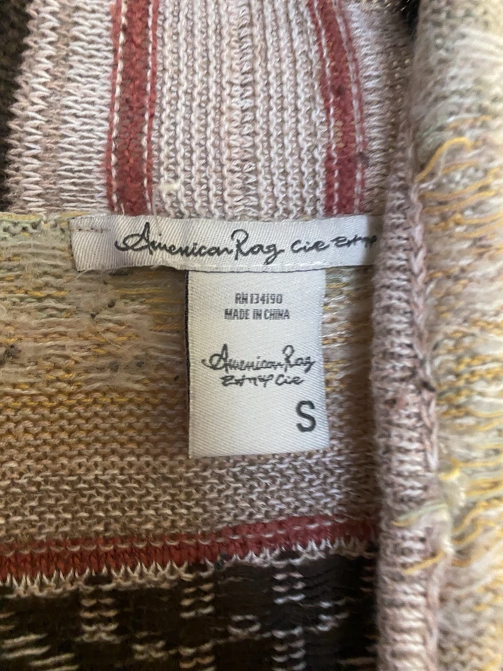 Cárdigan Suéter American Rag Para Mujer Tejido S Pequeño Boho Rosa Marrón Estampado Óxido Foto 2 de 4