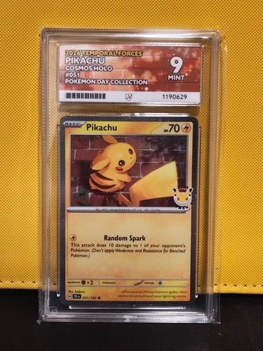 Pikachu 051/162 Ace 9 Pokemon Day Cosmos Holo Temporal Forces with Swirl
