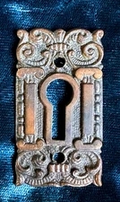 Bronze / Brass Door Key Cover Escutcheon "Portulaca"  F-20600 c. 1895 (2 avail)