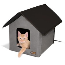 K H Pet Products Heated Outdoor Kitty House   Gray/Black, 22x18x17
