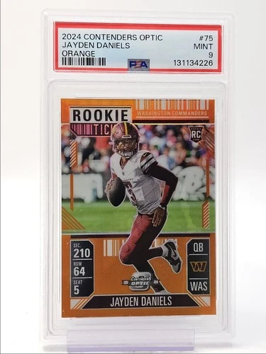 JAYDEN DANIELS 2024 CONTENDERS OPTIC ROOKIE TICKET ORANGE RC /75 PSA 9 Q0441