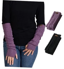 Brook + Bay Knit Arm Warmers for Women - Winter Fingerless Arm Warmers & Black