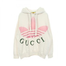 GUCCI Adidas Logo Print Hoodie Top 717427 cotton White Multicolor Used size XS