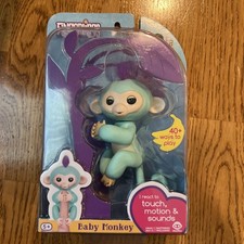 Fingerlings Baby Monkey Light Teal With Purple Hair Zoe Interactive Friend Toy