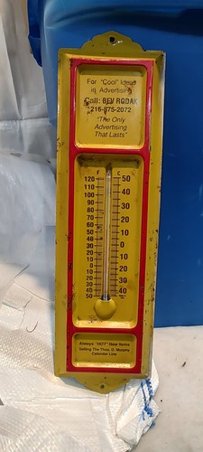 Vintage BEV RODAK.WERBUNG METALL THERMOMETER TELEFONNUMMER - Bild 2 von 12