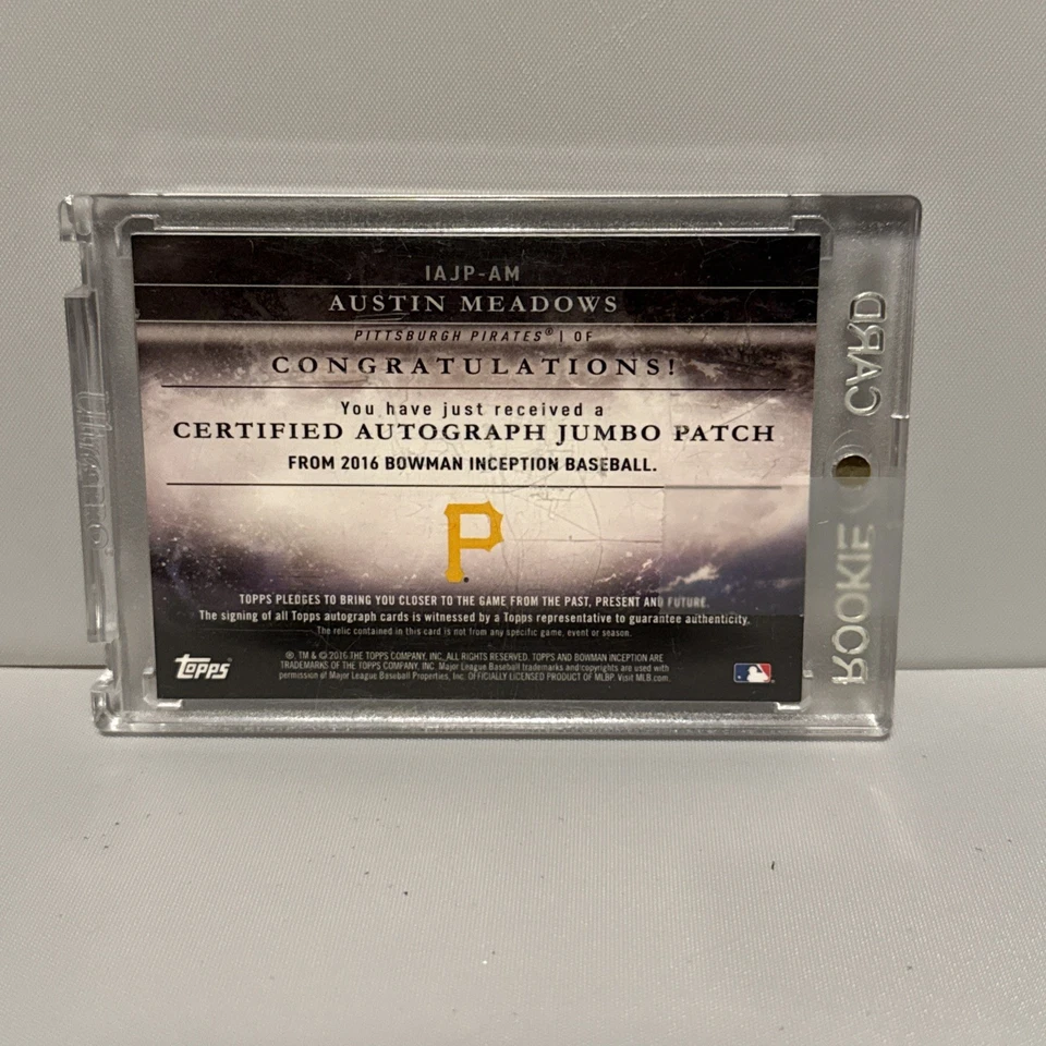 2016 Bowman Inception Autographed Jumbo Patches Austin Meadows #IAJP - AM /25 - Image 2 of 2