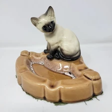 Vintage Siamese Cat Ceramic Ashtray