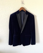 Versace Collection blazer monopetto di lusso in velluto blu | Uomo Small
