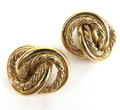 Goldfarbene ineinandergreifende Spirale Seil Pfosten Ohrringe Schmuck