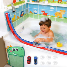Race Car Bath Toy Set, Flex Race Track Car Set, Toddler Bath Toys, Kids Bathtub