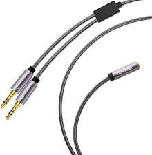 Long Headset Splitter Cable 4ft/1.2m 3-Pole TRS MicrophoneMale AudioMale to...