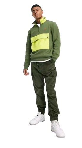 Polo Ralph Lauren Mens Olive Green Hybrid Fleece Size Small BNWT - Picture 2 of 9