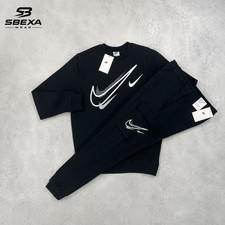 Mens Nike Black Tracksuit Set Hoodie Sweatshirt Cargo Joggers Winter Activewear
